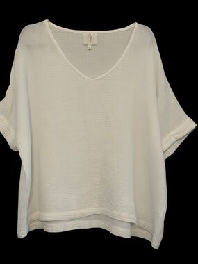 Joie 🌴Gauze Textured V-Neck Wide Breezy Tunic Top L NWOT